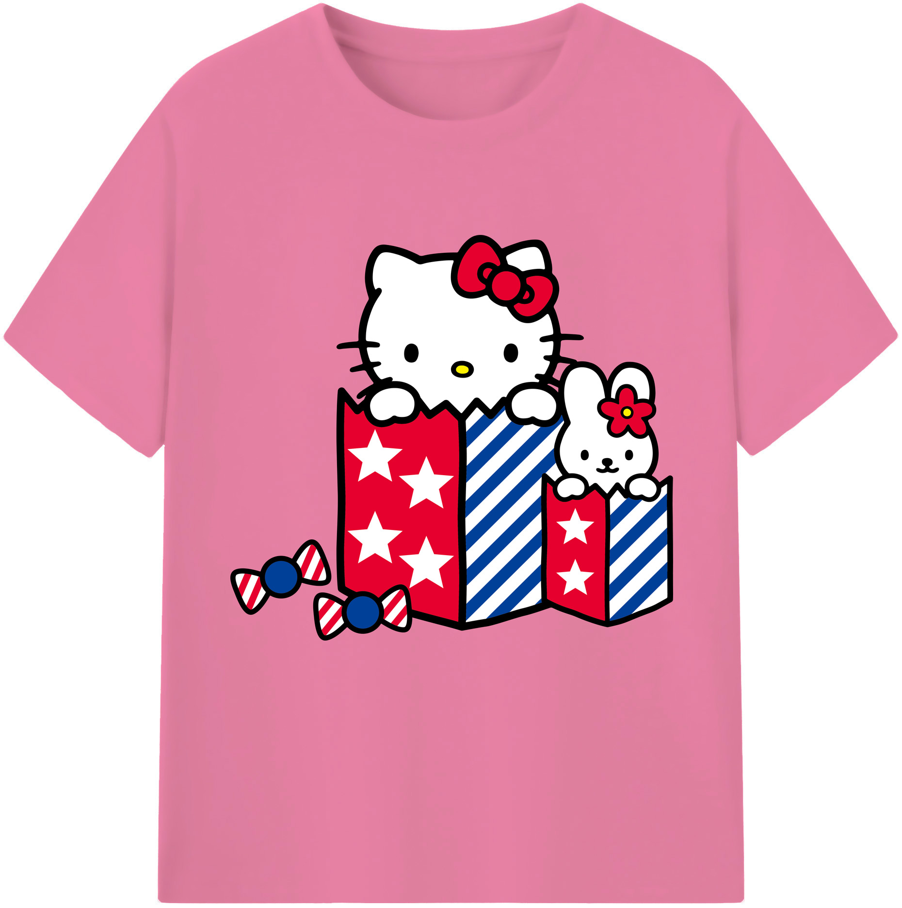 （画像用） Hello Kitty ハローキティ 綿100％半袖Tシャツ（フロントプリント）